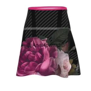 Flared A-line  Skirt Tartan Floral