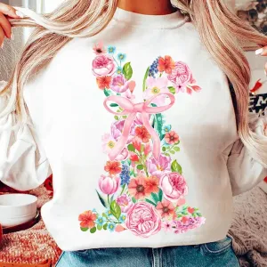 Floral Bunny  Crewneck Tee