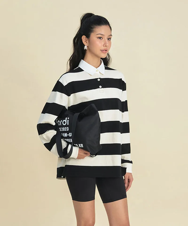 FORDI Stripe Collar T-Shirt - Black