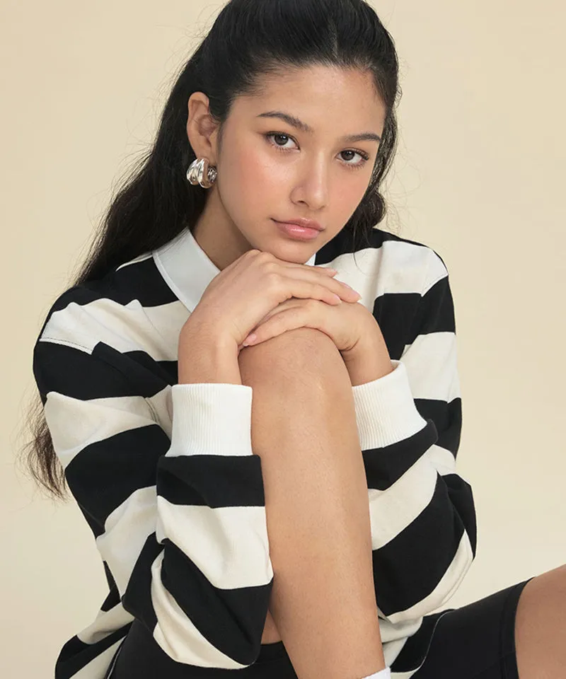 FORDI Stripe Collar T-Shirt - Black