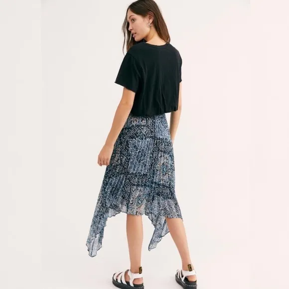 Free People Diamond Heart Pleated Skirt