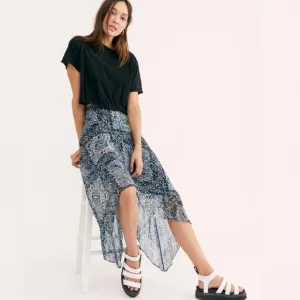 Free People Diamond Heart Pleated Skirt