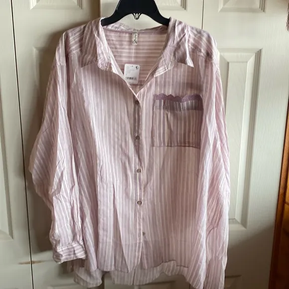 Free People Sleep Mode NWT 100%Cotton Pajama Nightshirt Top Sz-Small