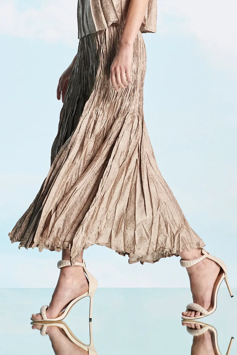 Gold Wrinkle Pleated Skirt