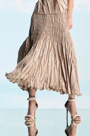 Gold Wrinkle Pleated Skirt