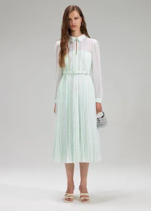 Green Pleated Midi Dress (Green)