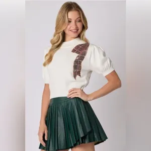 GREEN PLEATED SKIRT WITH BUILT IN SHORTS