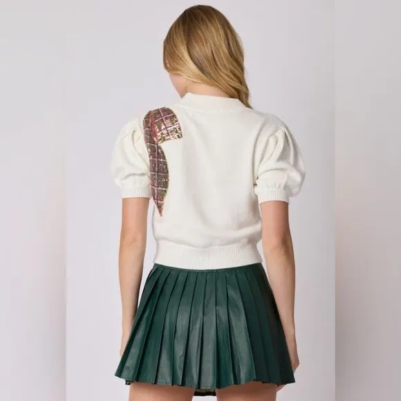GREEN PLEATED SKIRT WITH BUILT IN SHORTS
