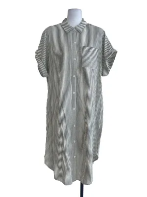 Green Striped Shirt Dress