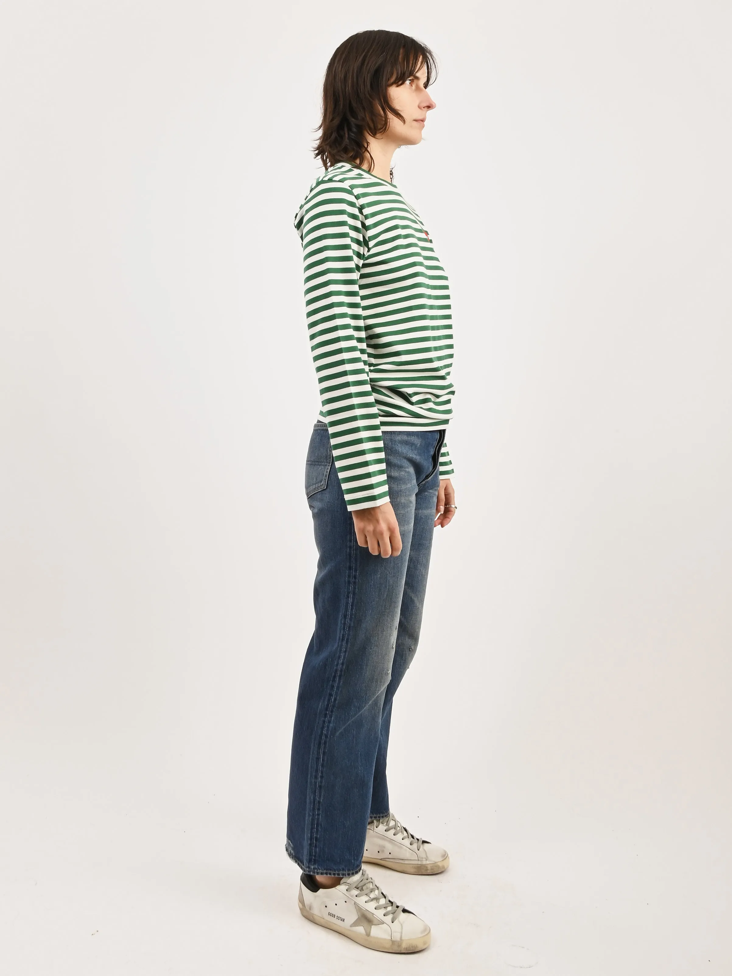 Green/White Red Heart Play Striped T-Shirt