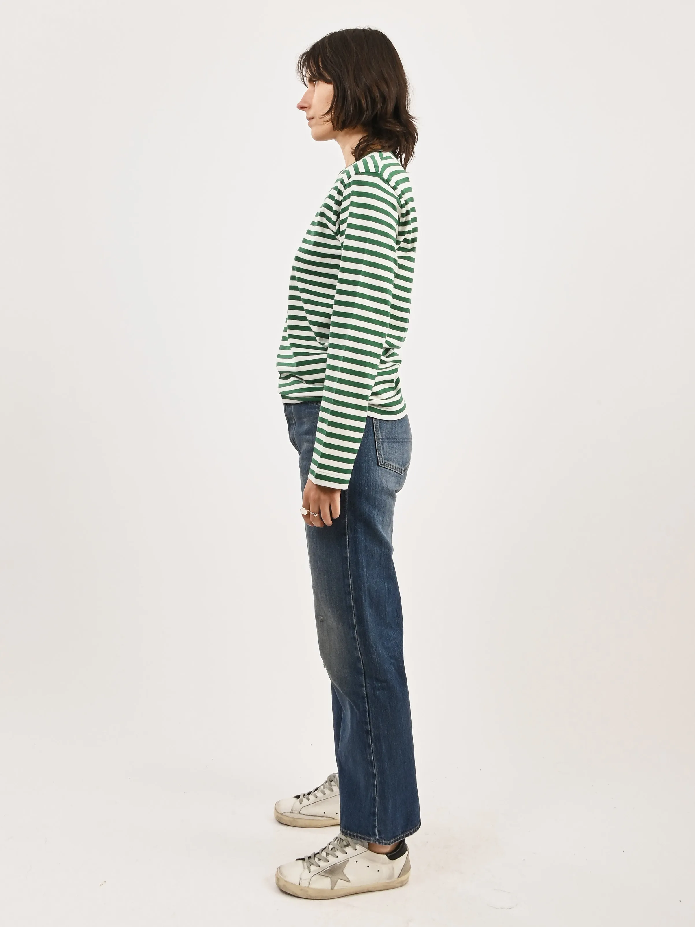 Green/White Red Heart Play Striped T-Shirt