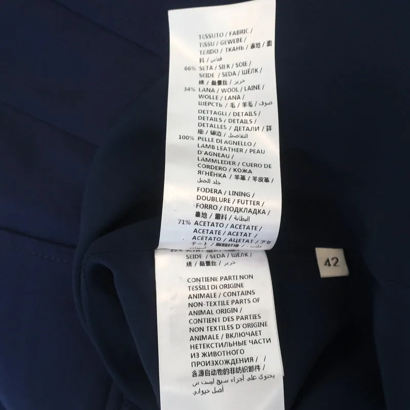 Gucci Horsebit Pleated Skirt Navy Silk-Wool Size 42