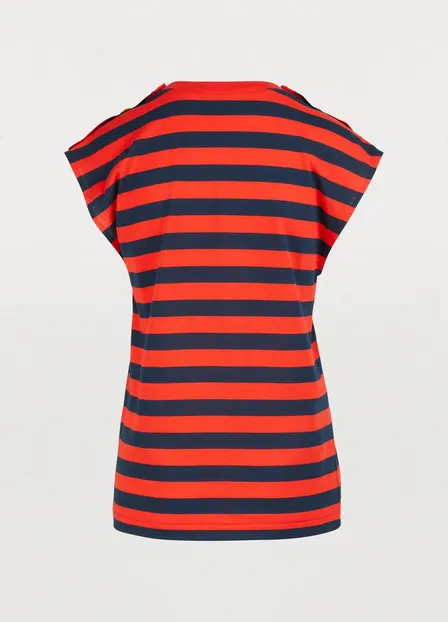 Gucci S/S Striped Pour La Cote D'Azur T-Shirt in Red and Navy