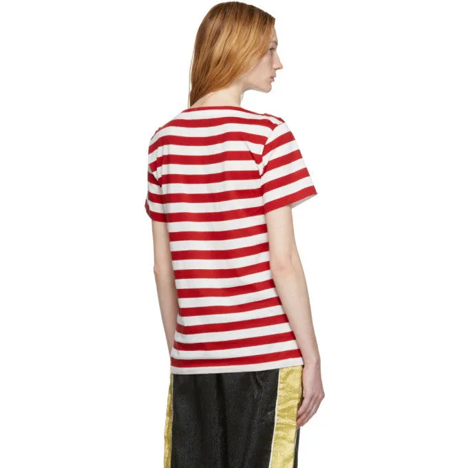Gucci S/S Striped Pour La Cote D'Azur T-Shirt in Red and White