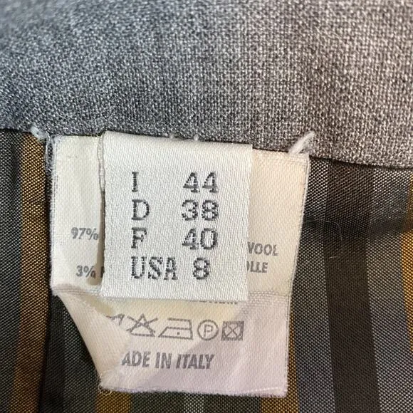 Gunex Made in Italy A-Line Skirt Gray Wool Pleated Side Zip Size 8