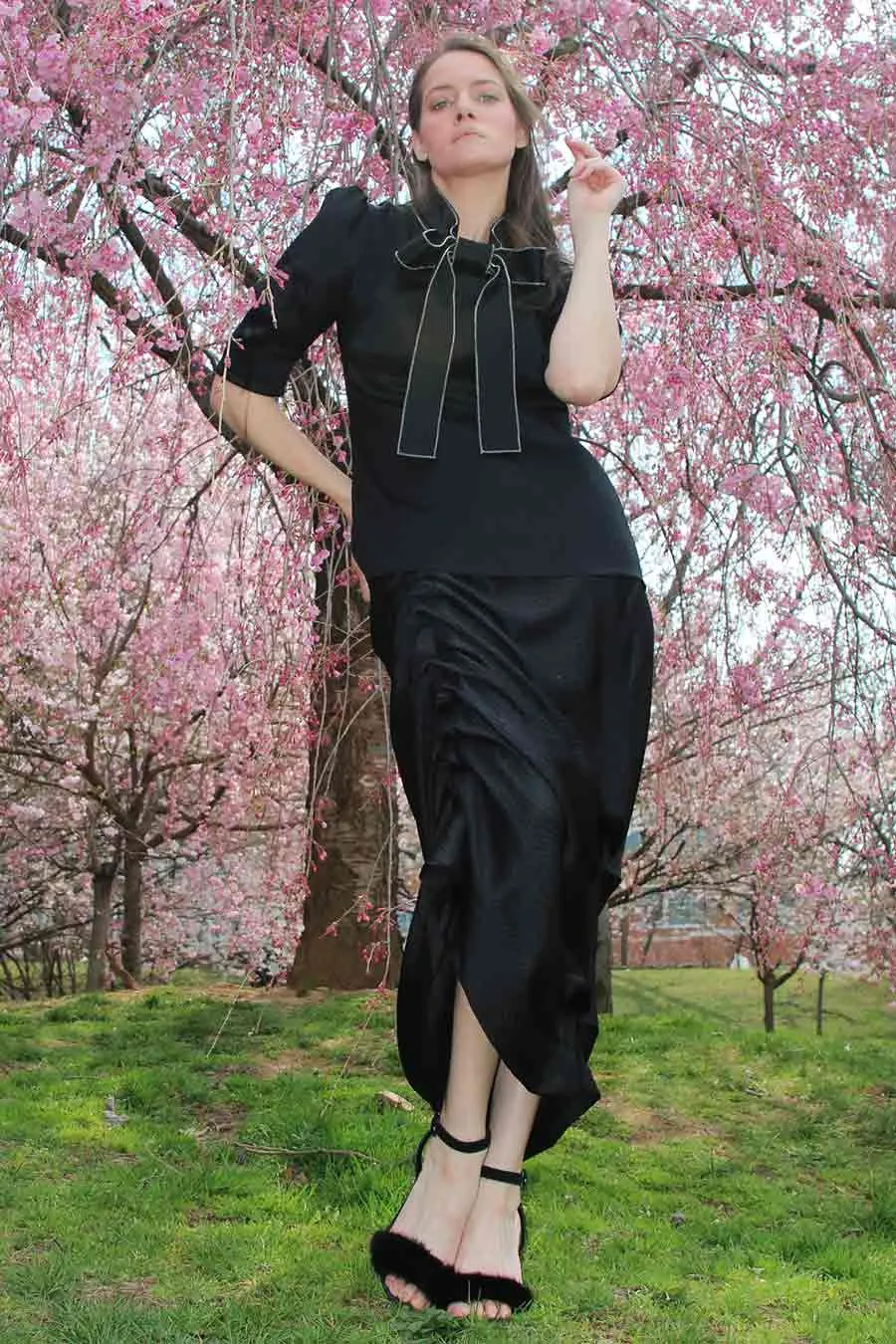 Hammered Silk Ruched Skirt