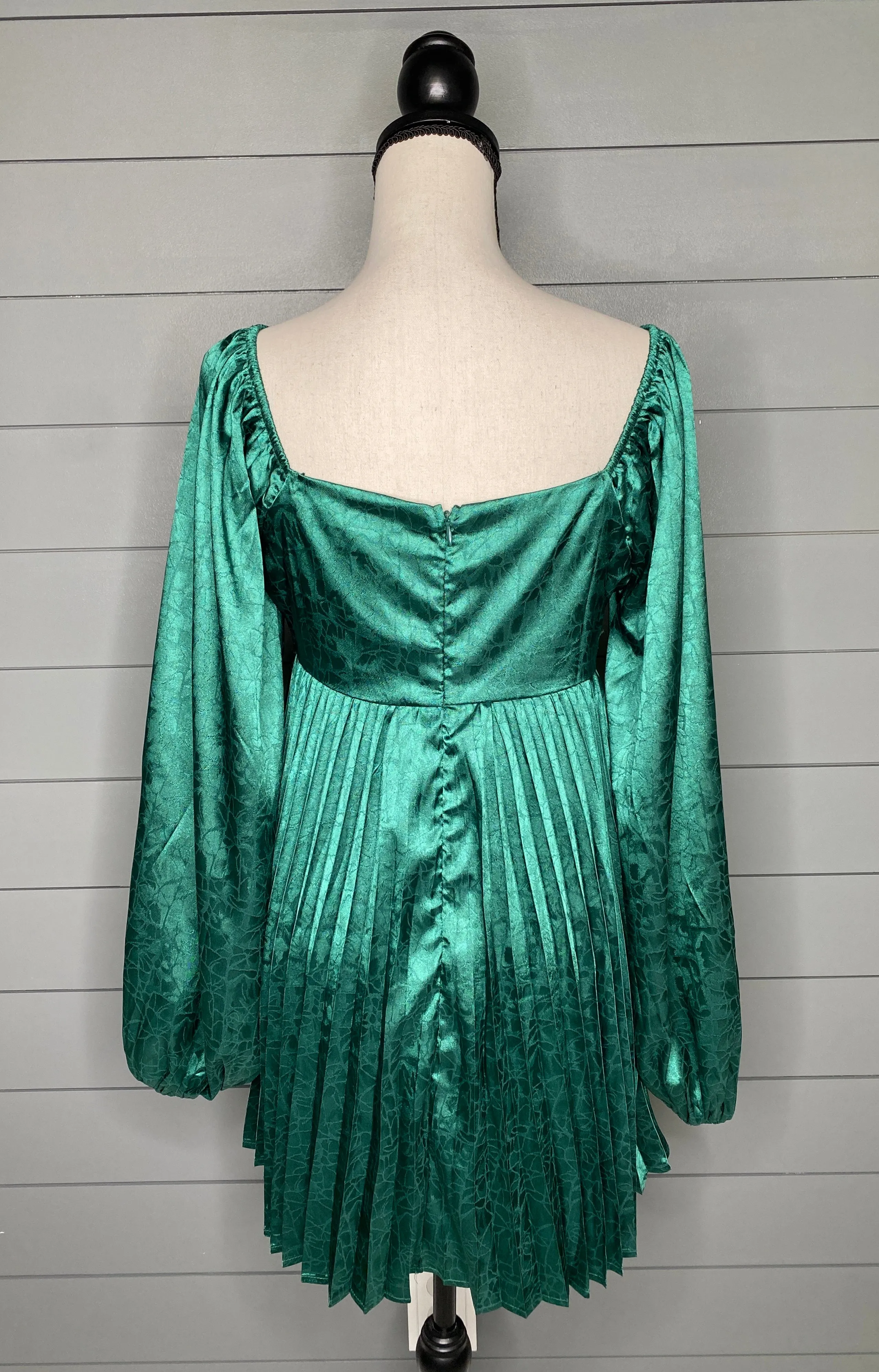 Happy Holidays Green Pleated Dress