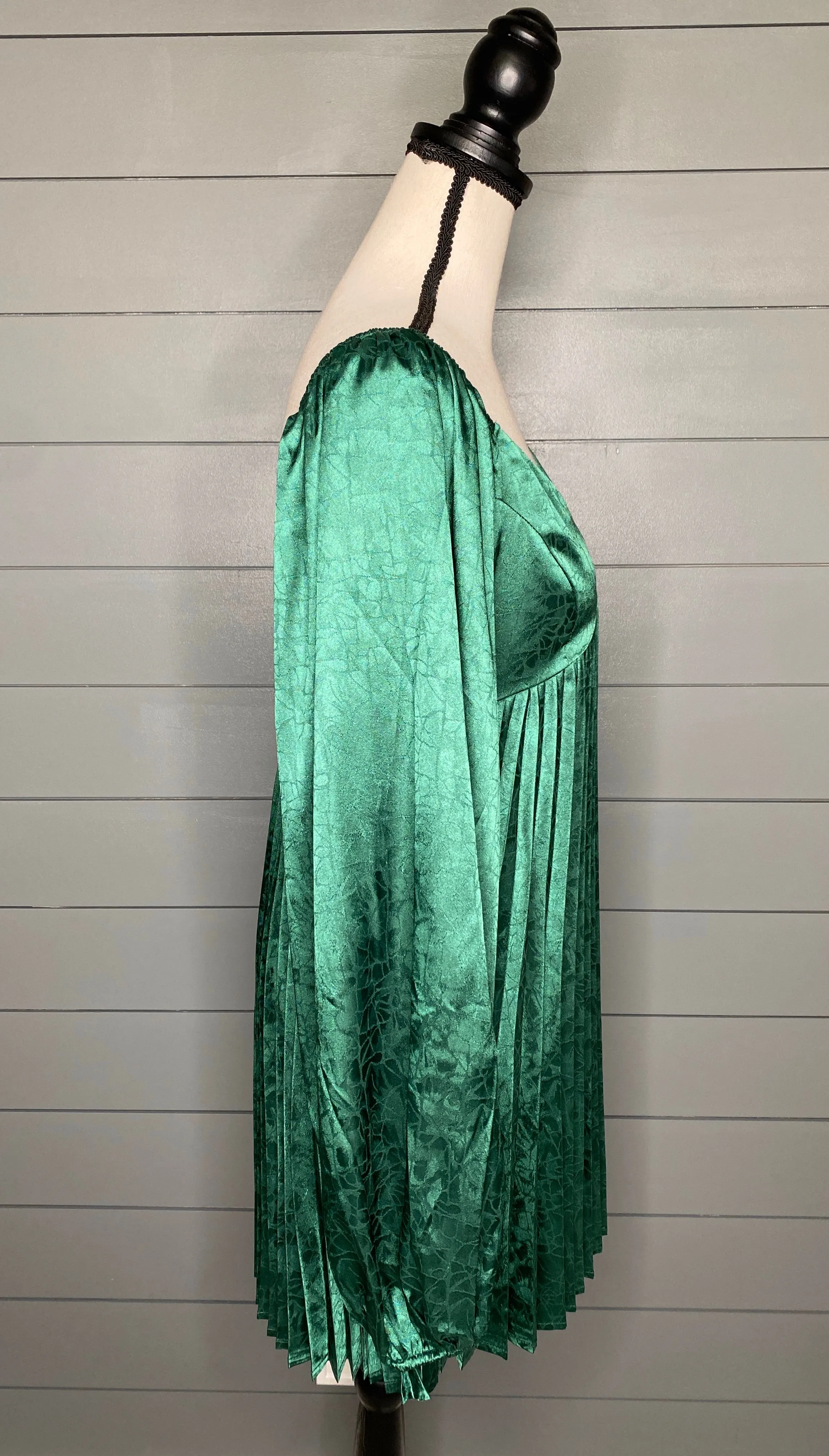 Happy Holidays Green Pleated Dress