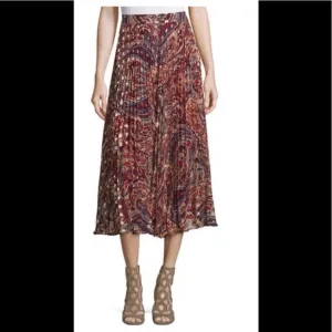 HAUTE HIPPIE Sunburst Metallic Print Skirt