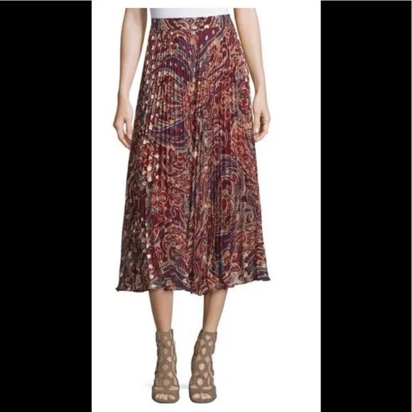 HAUTE HIPPIE Sunburst Metallic Print Skirt