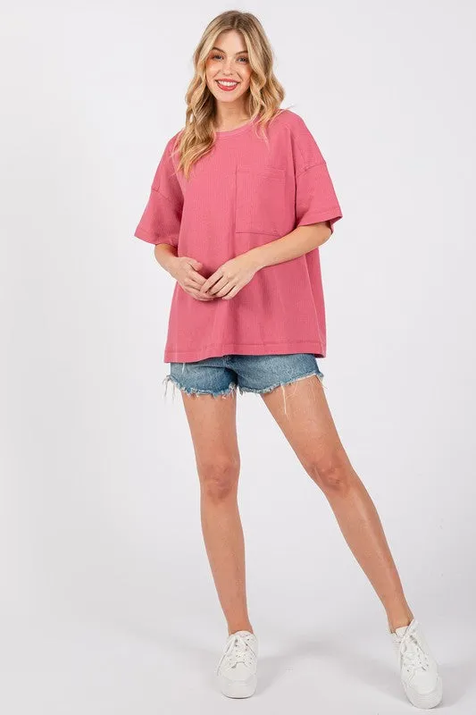 Hazel Blues® |  Cesfemme Textured Drop Shoulder T-Shirt