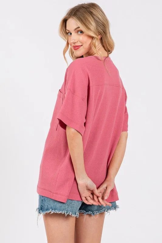 Hazel Blues® |  Cesfemme Textured Drop Shoulder T-Shirt