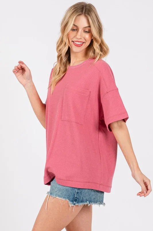 Hazel Blues® |  Cesfemme Textured Drop Shoulder T-Shirt