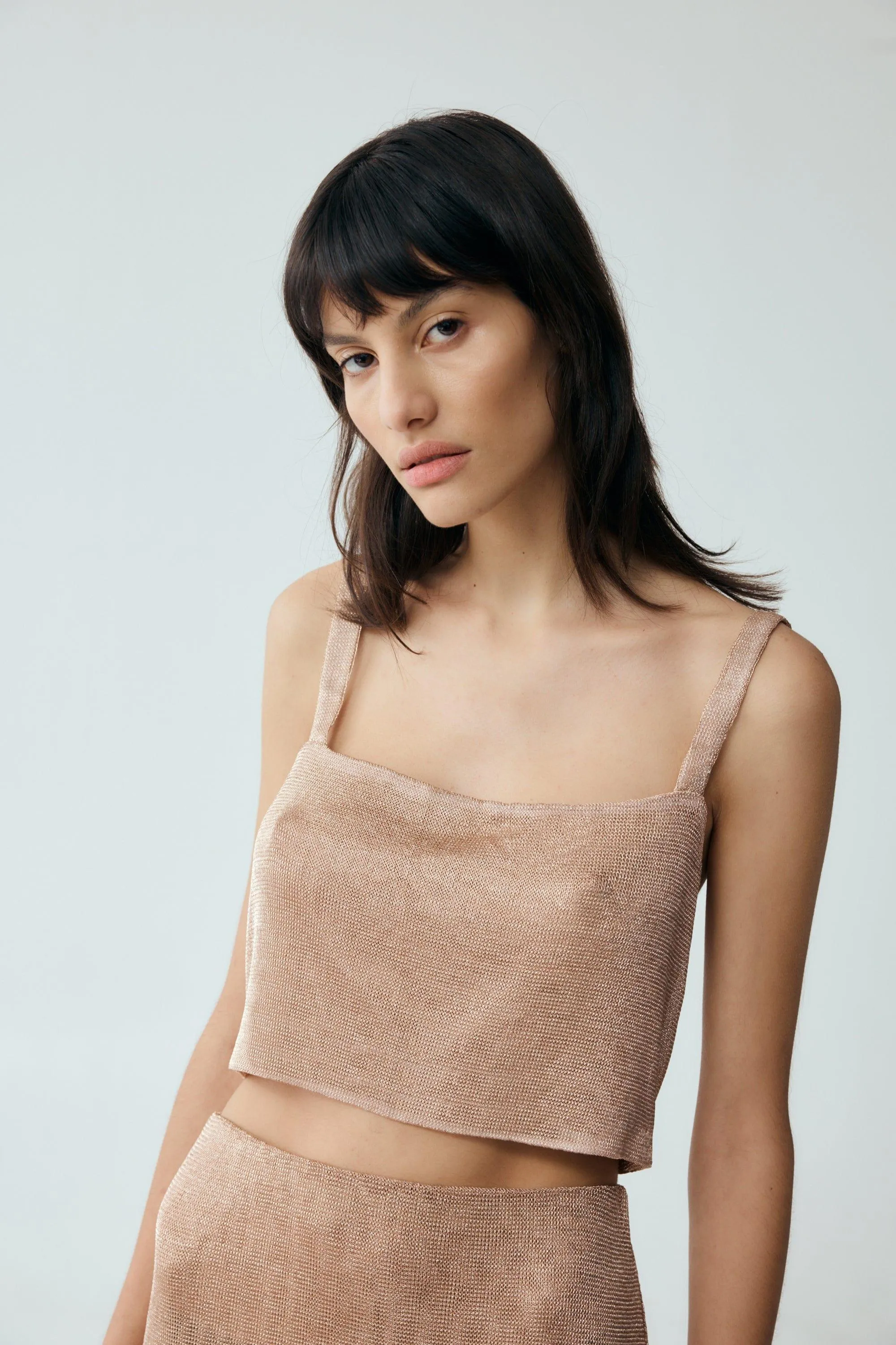 HEAVY METAL KNIT CROP TOP | ROSE GOLD | FINAL SALE