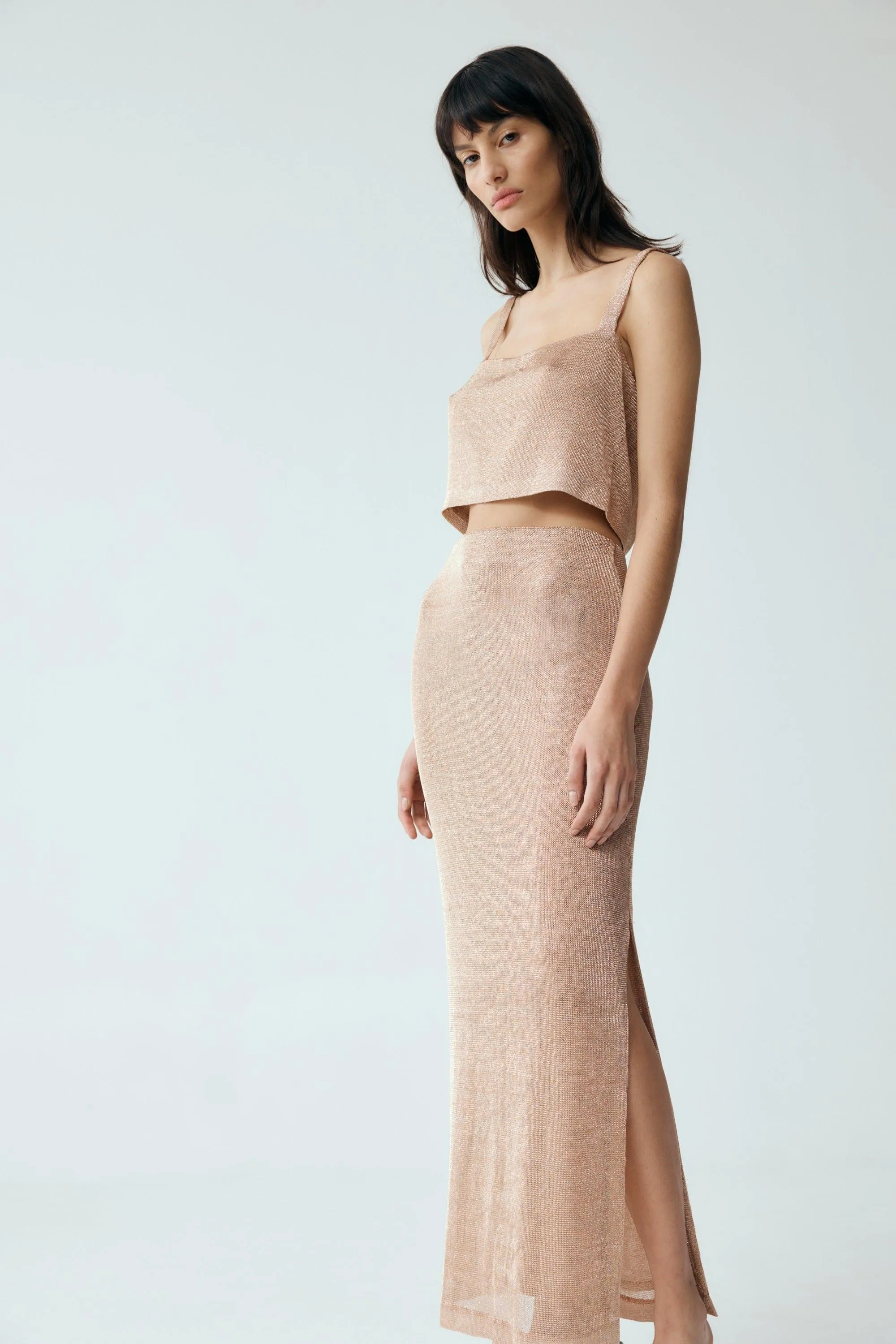HEAVY METAL KNIT CROP TOP | ROSE GOLD | FINAL SALE