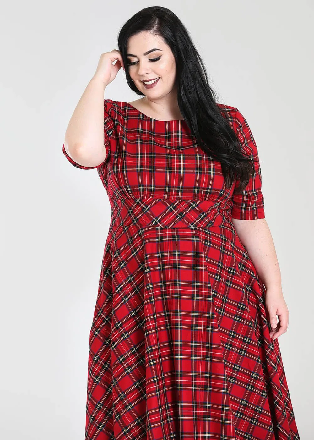 Hell Bunny Irvine Tartan 50's Swing Dress Red