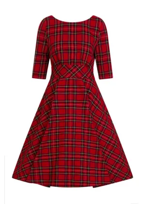 Hell Bunny Irvine Tartan 50's Swing Dress Red
