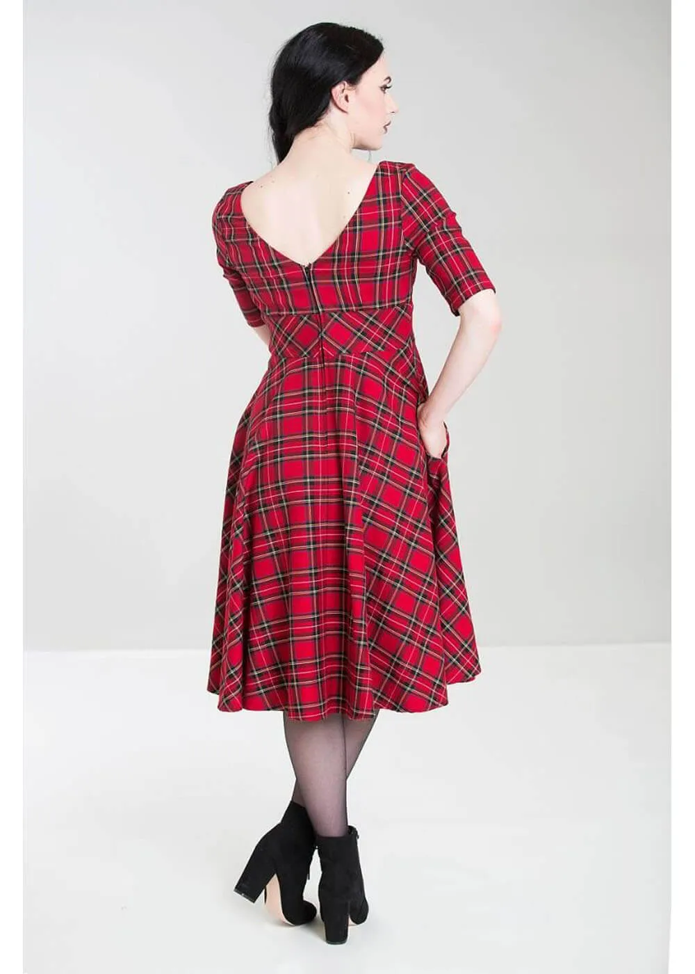 Hell Bunny Irvine Tartan 50's Swing Dress Red