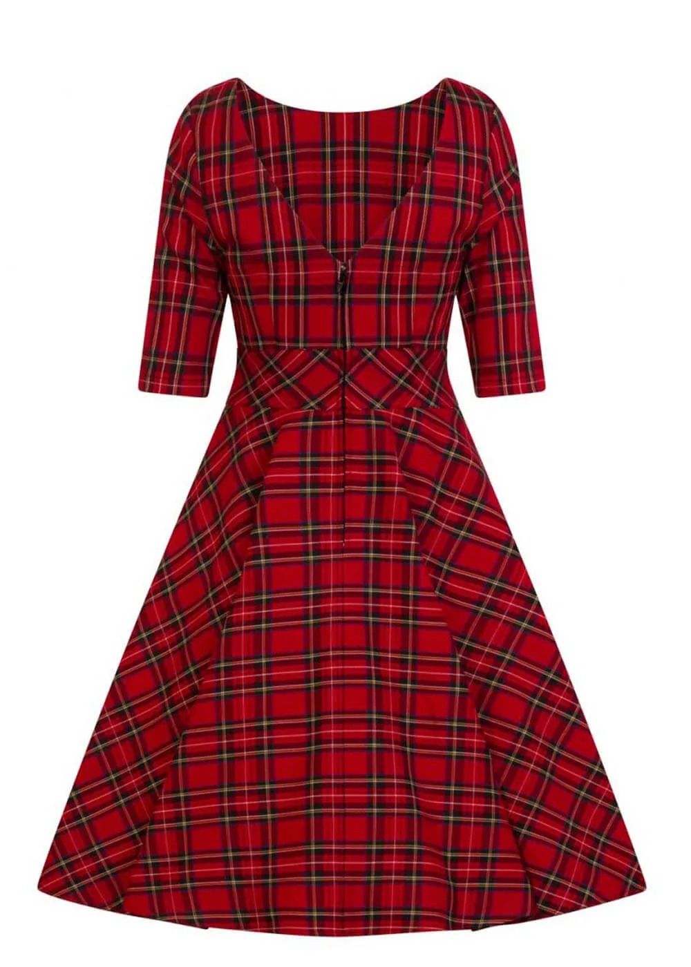 Hell Bunny Irvine Tartan 50's Swing Dress Red