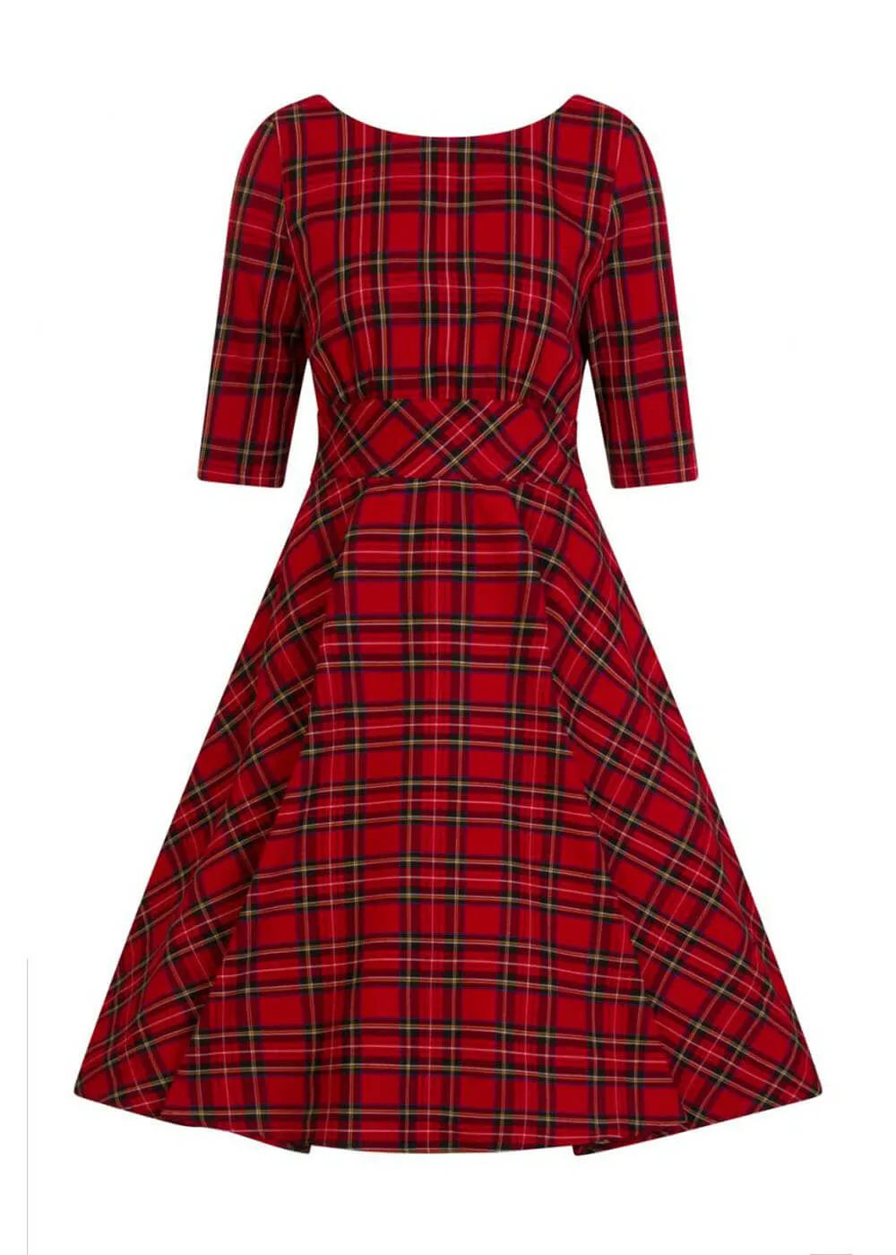 Hell Bunny Irvine Tartan 50's Swing Dress Red