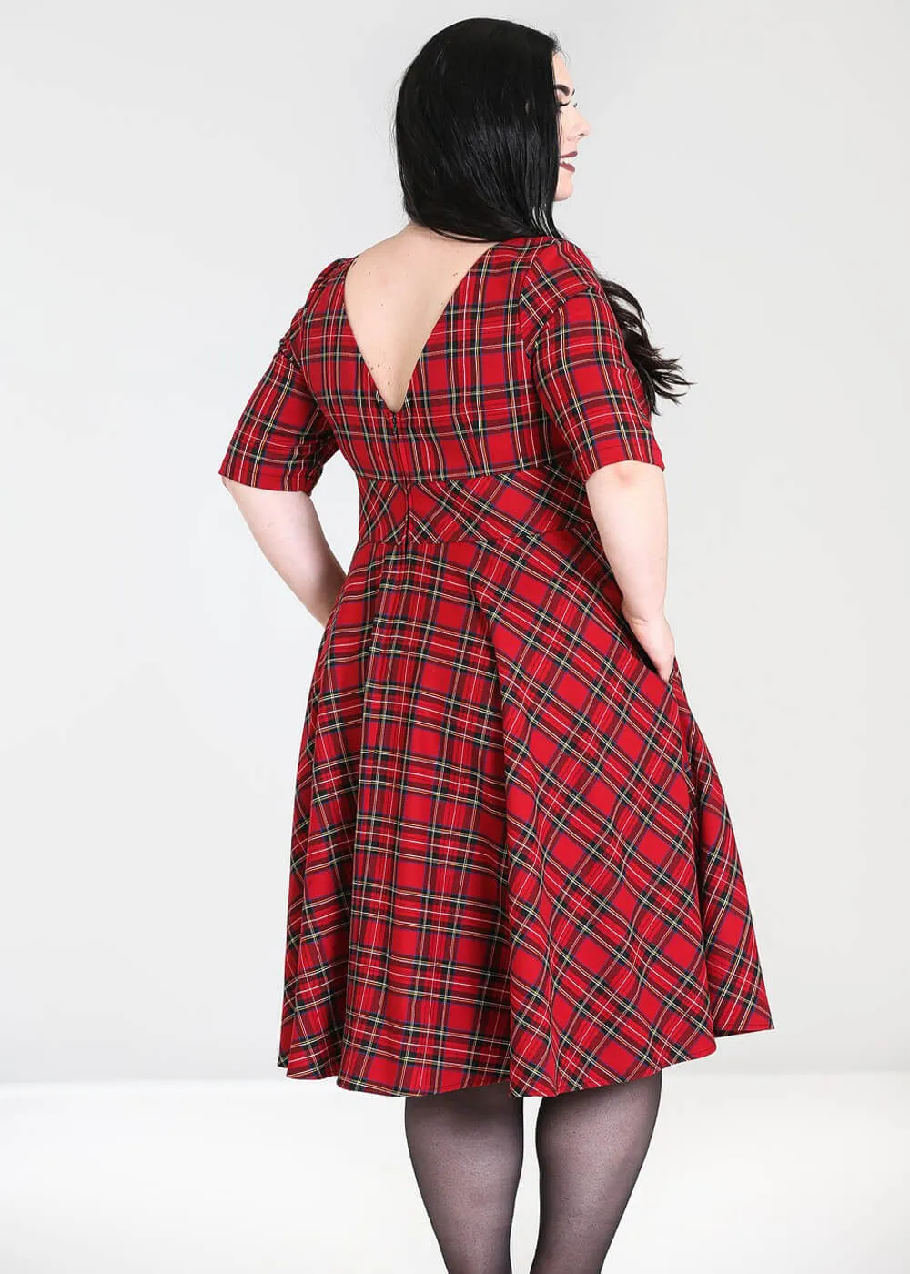 Hell Bunny Irvine Tartan 50's Swing Dress Red