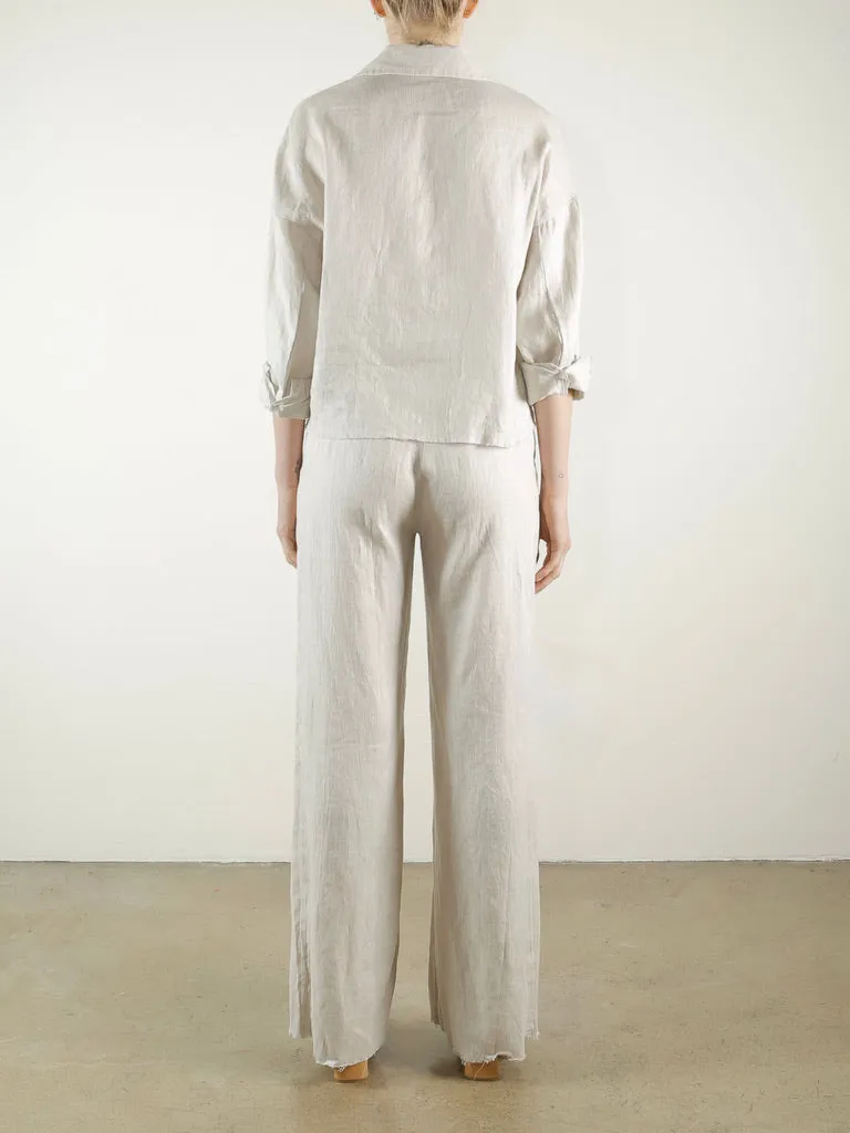 Hepburn Pant in French Linen - Cement