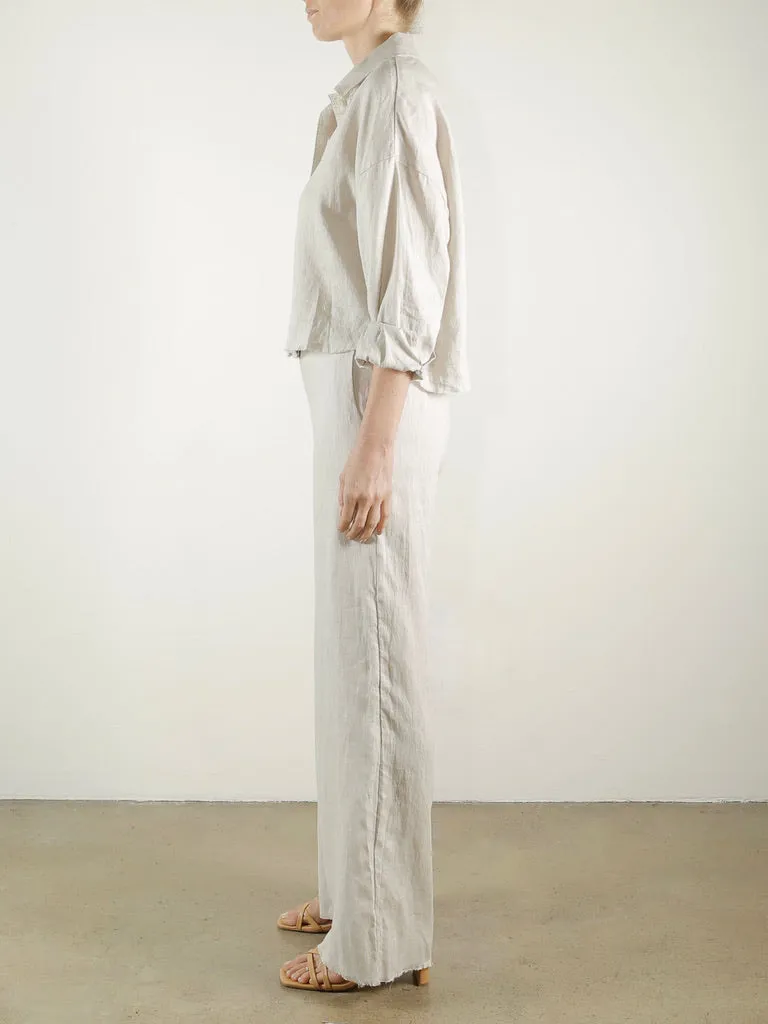 Hepburn Pant in French Linen - Cement