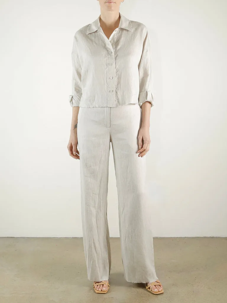 Hepburn Pant in French Linen - Cement