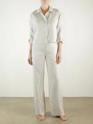 Hepburn Pant in French Linen - Cement