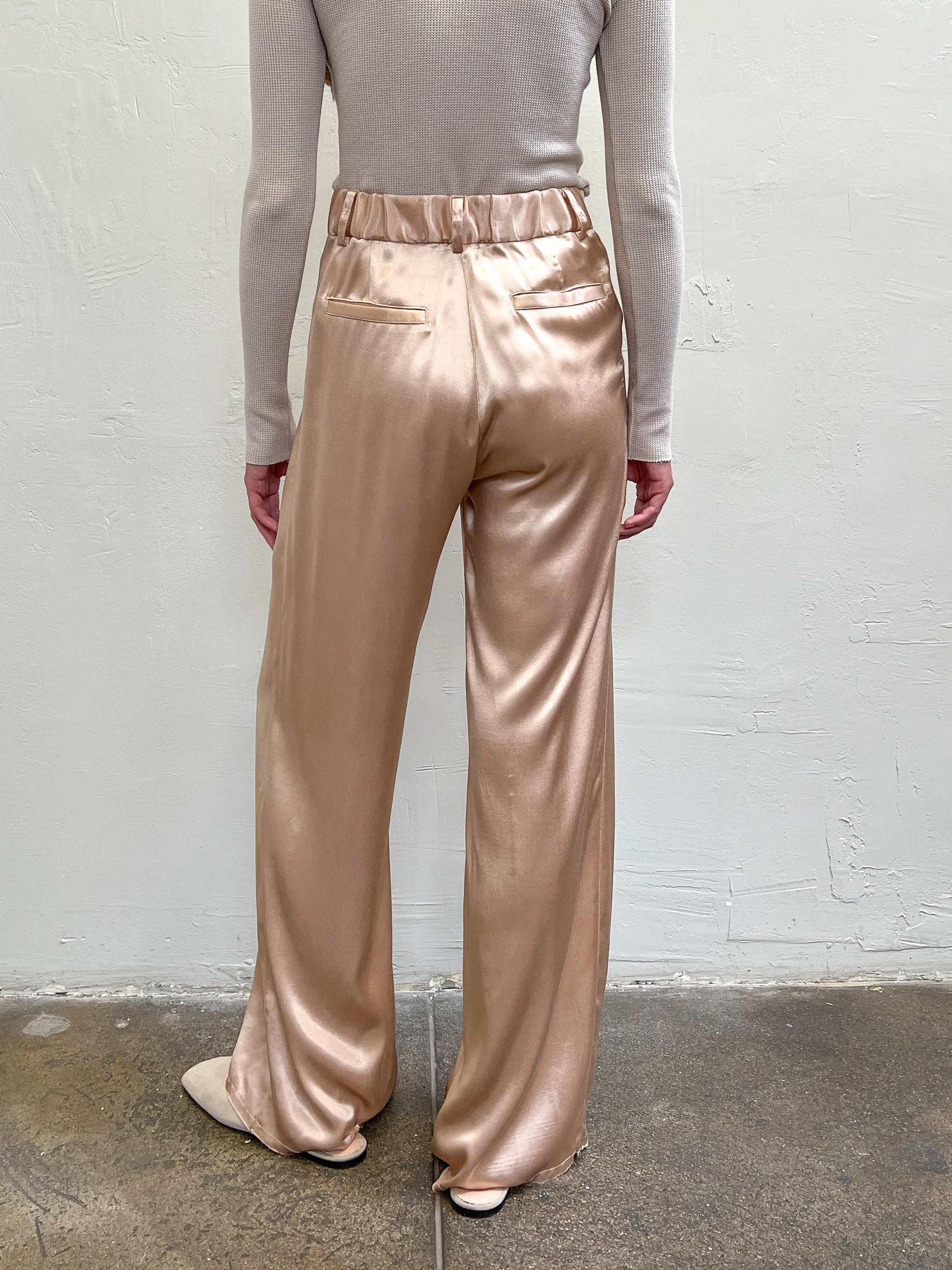 Hepburn Pant in Italian Satin - Champagne