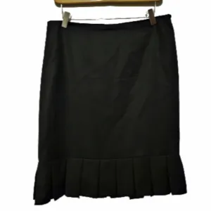 Holt Renfrew black wool pleated pencil skirt