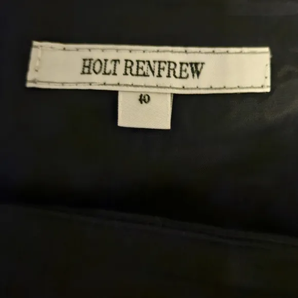 Holt Renfrew black wool pleated pencil skirt