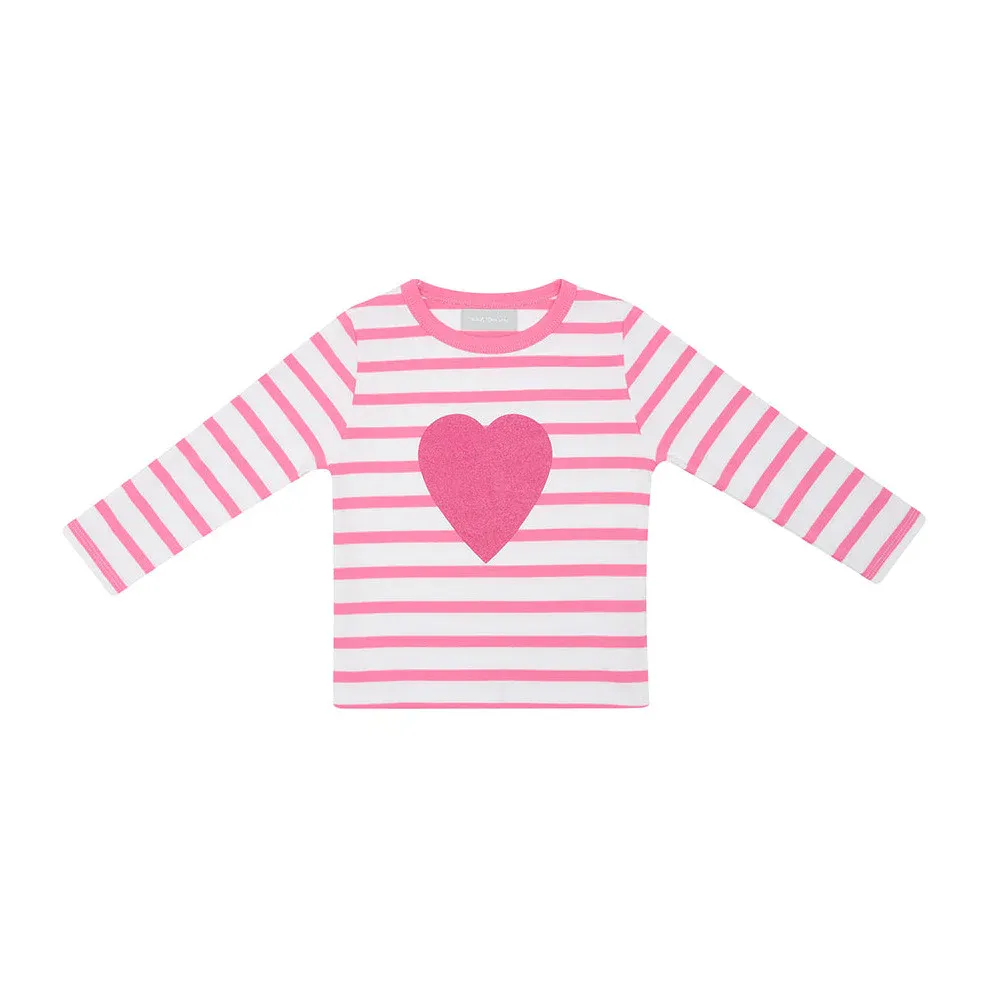 Hot Pink & White Heart Breton Tee