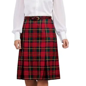 House of Bruar Tartan Plaid Invert Pleat Wool Skirt Made in Scotland Sz 16