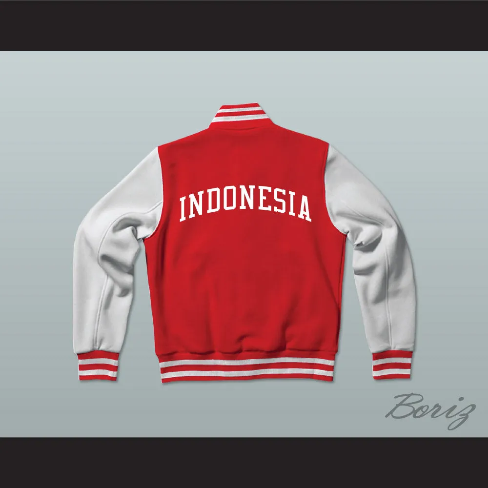 Indonesia Varsity Letterman Jacket-Style Sweatshirt