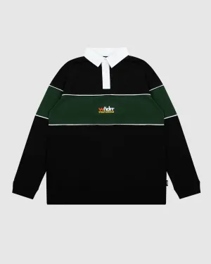 INT PANEL RUGBY TOP - BLACK/FOREST GREEN
