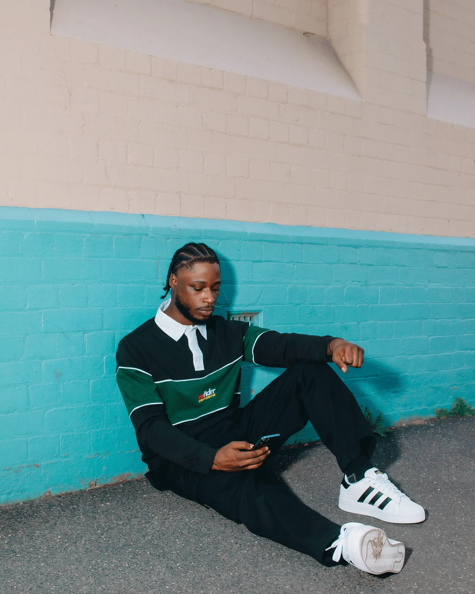 INT PANEL RUGBY TOP - BLACK/FOREST GREEN