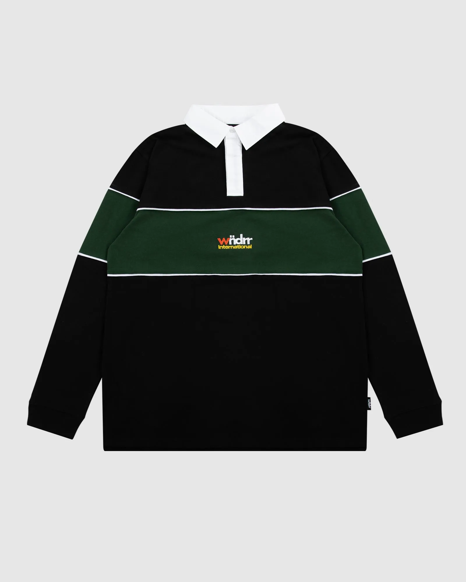 INT PANEL RUGBY TOP - BLACK/FOREST GREEN