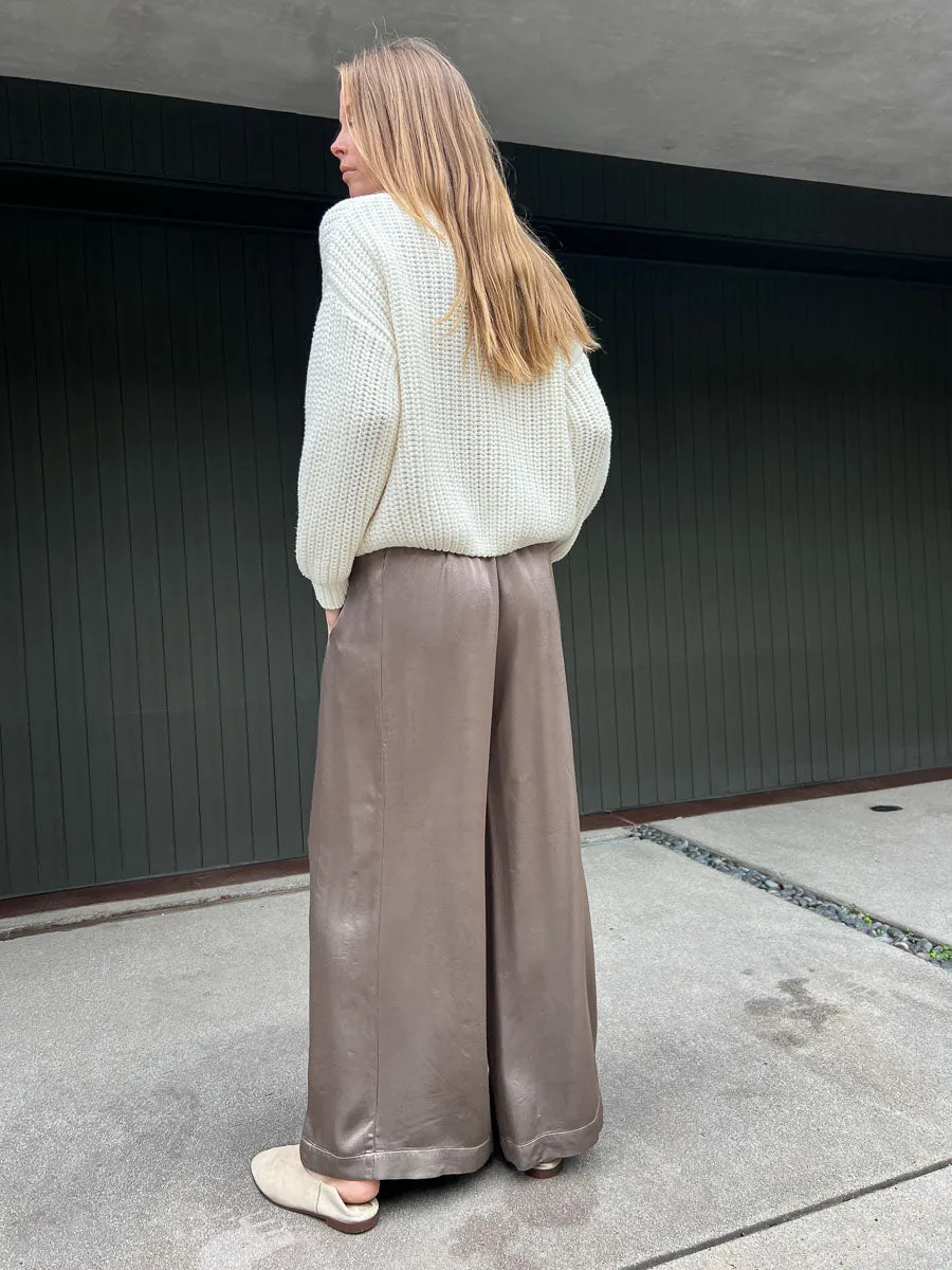 Isla Pant in Vintage Satin - Anthracite