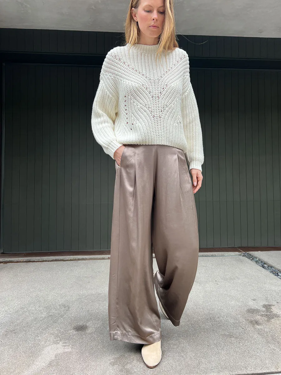 Isla Pant in Vintage Satin - Anthracite